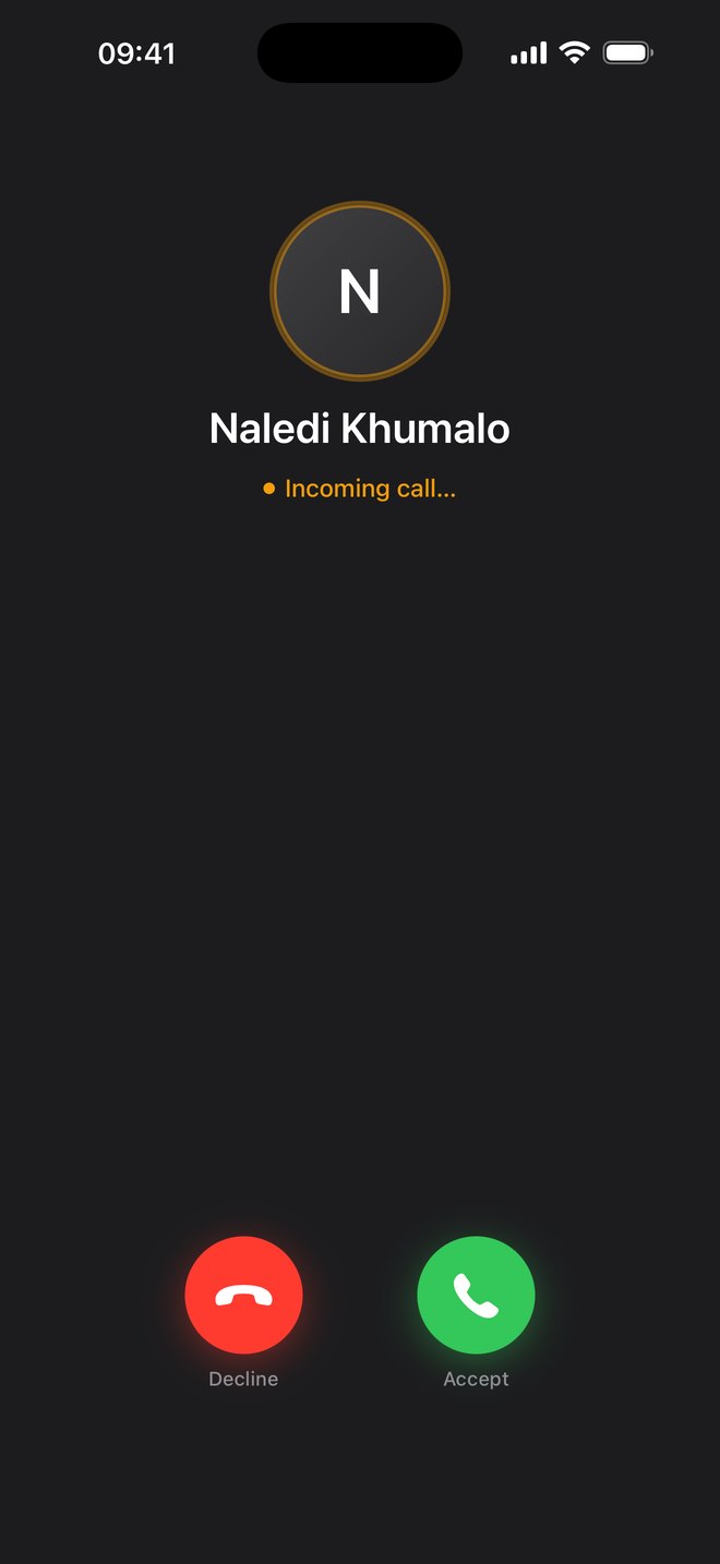 An incoming call from a colleague, ringing like any iPhone call