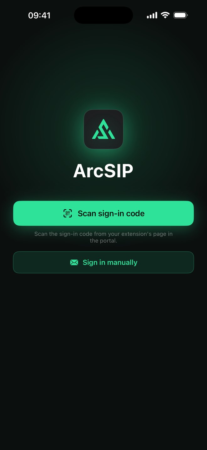 The sign-in screen with Scan sign-in code and Sign in manually